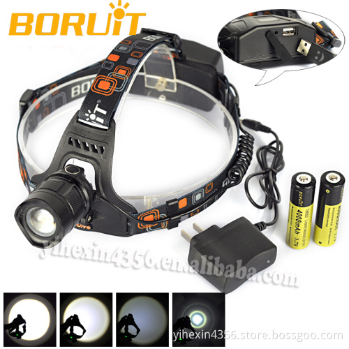 Boruit 2157 CREE T6 High Power 1800 Lumens SOS Emergency LED Headlamp